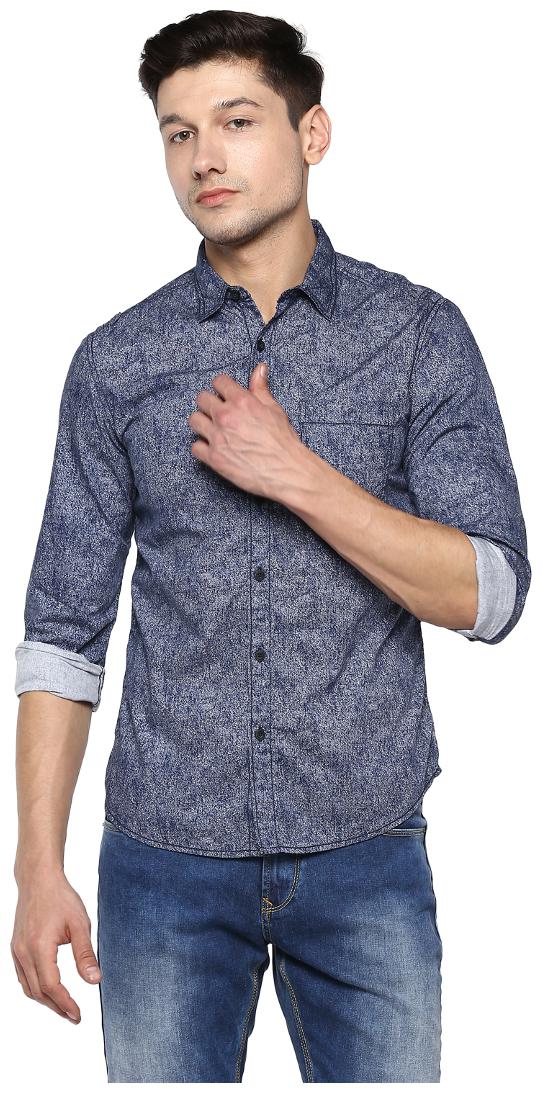

Spykar Men Blue Printed Slim Fit Casual Shirt