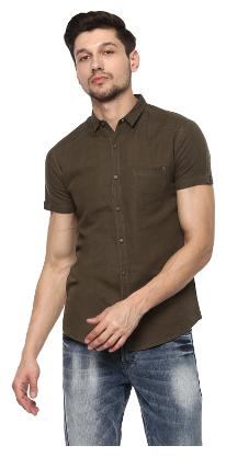 

Spykar Men Brown Solid Slim Fit Casual Shirt