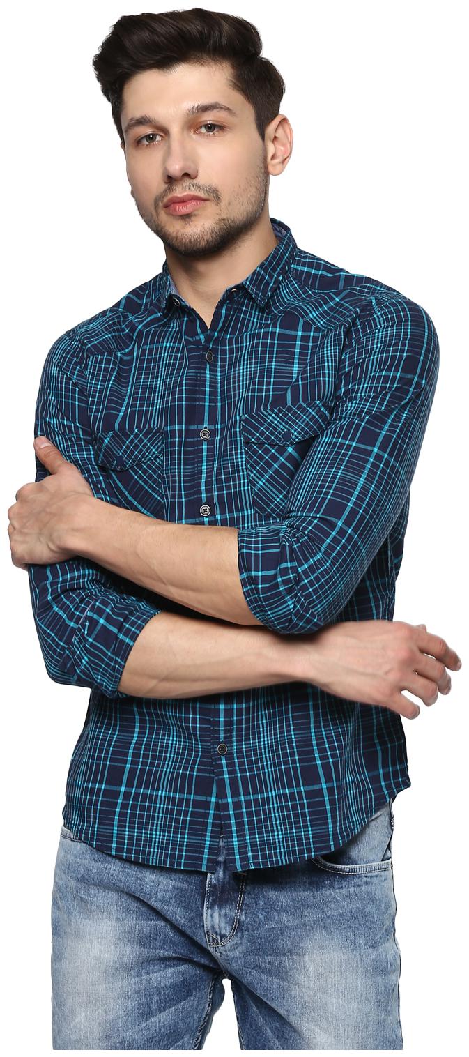 

Spykar Men Blue Geometric Slim Fit Casual Shirt