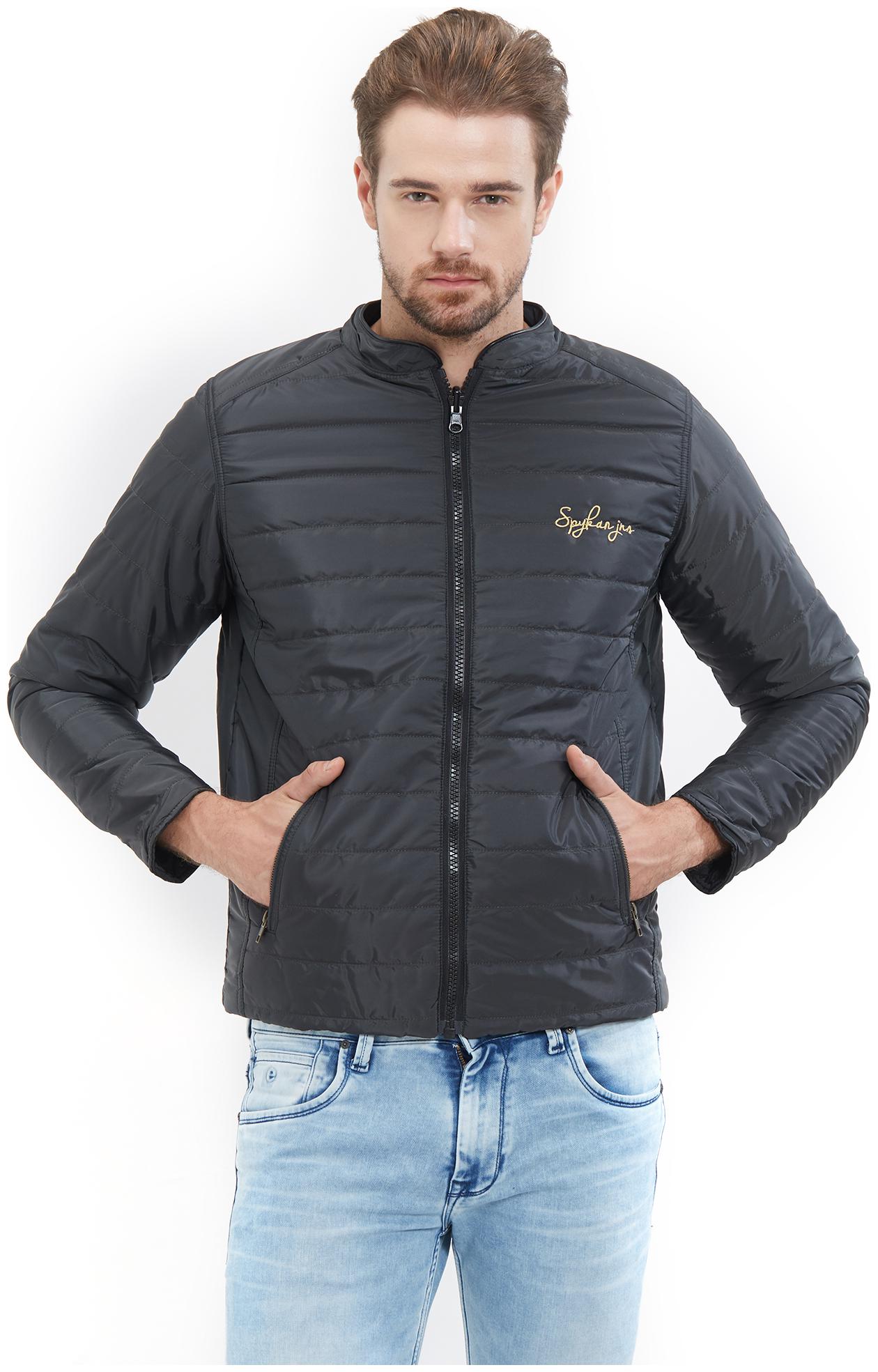 

Spykar Men Black Solid Quilted jacket