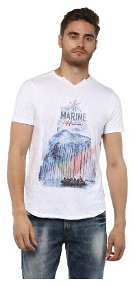 

Spykar Men White Slim fit Cotton Henley neck T-Shirt - Pack Of 1