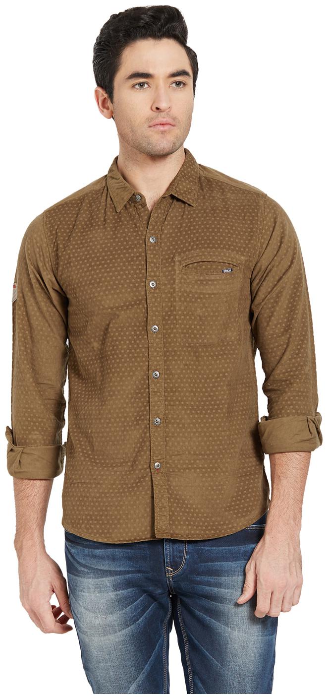 

Spykar Men Green Polka Dots Regular Fit Casual Shirt