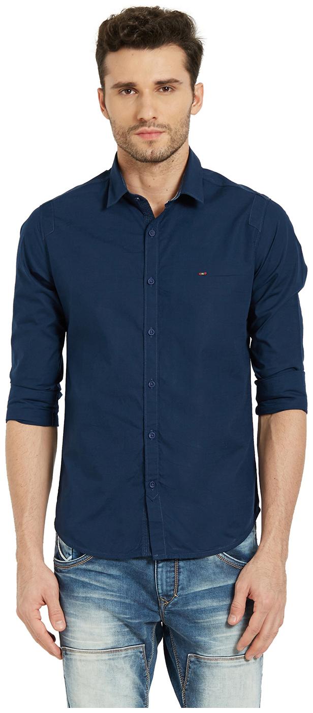 

Spykar Men Blue Solid Slim Fit Casual Shirt