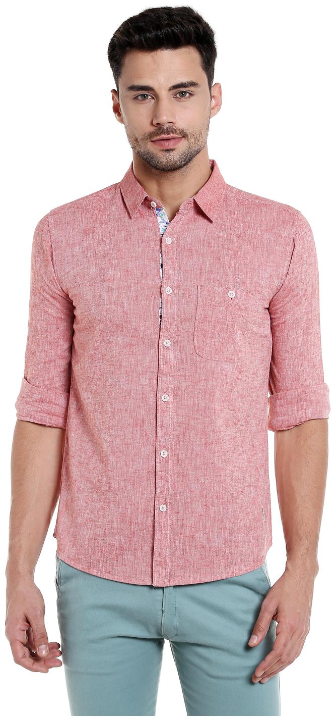 

Spykar Men Pink Printed Slim Fit Casual Shirt