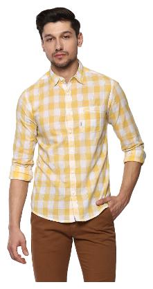

Spykar Men Yellow Checked Slim Fit Casual Shirt