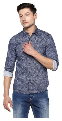 

Spykar Men Blue Printed Slim Fit Casual Shirt