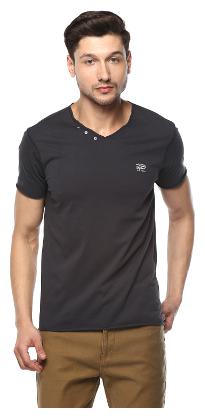 

Spykar Men s Slim Fit Solid T-Shirt - Black