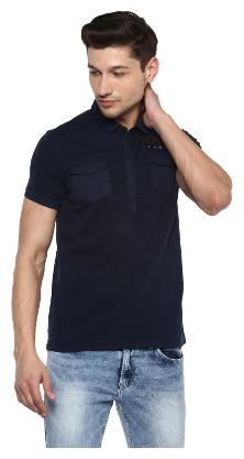 

Spykar Men Blue Slim fit Cotton Polo collar T-Shirt - Pack Of 1