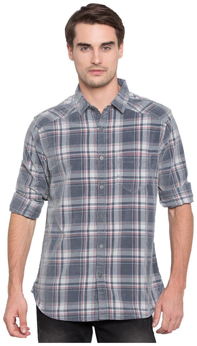 

Spykar Men Grey Checked Slim Fit Casual Shirt