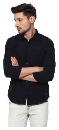 

Spykar Men Navy Blue Solid Slim Fit Casual Shirt