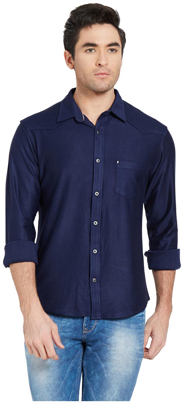 

Spykar Men Blue Solid Slim Fit Casual Shirt