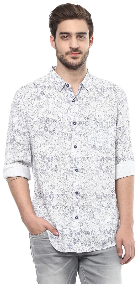 

Spykar Men White Printed Slim Fit Casual Shirt