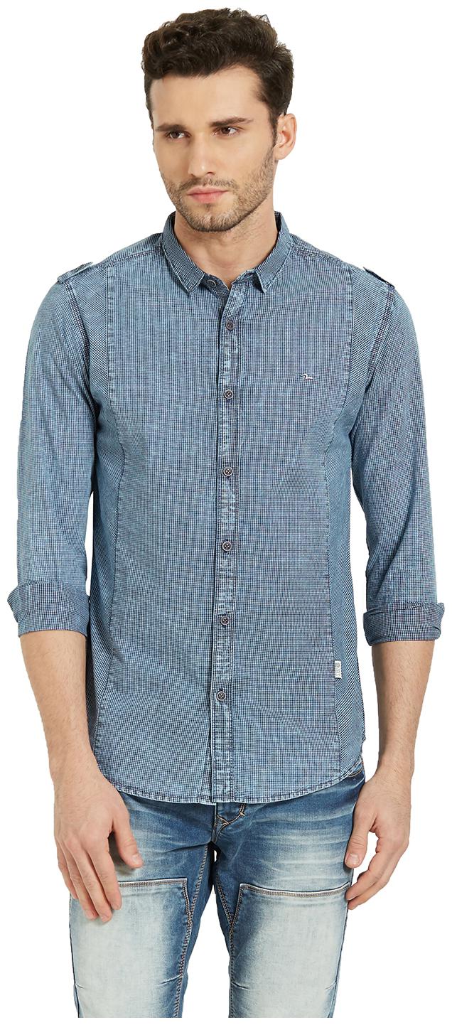 

Spykar Men Blue Checked Slim Fit Casual Shirt