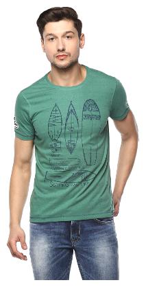 

Spykar Men Green Slim fit Cotton Round neck T-Shirt - Pack Of 1