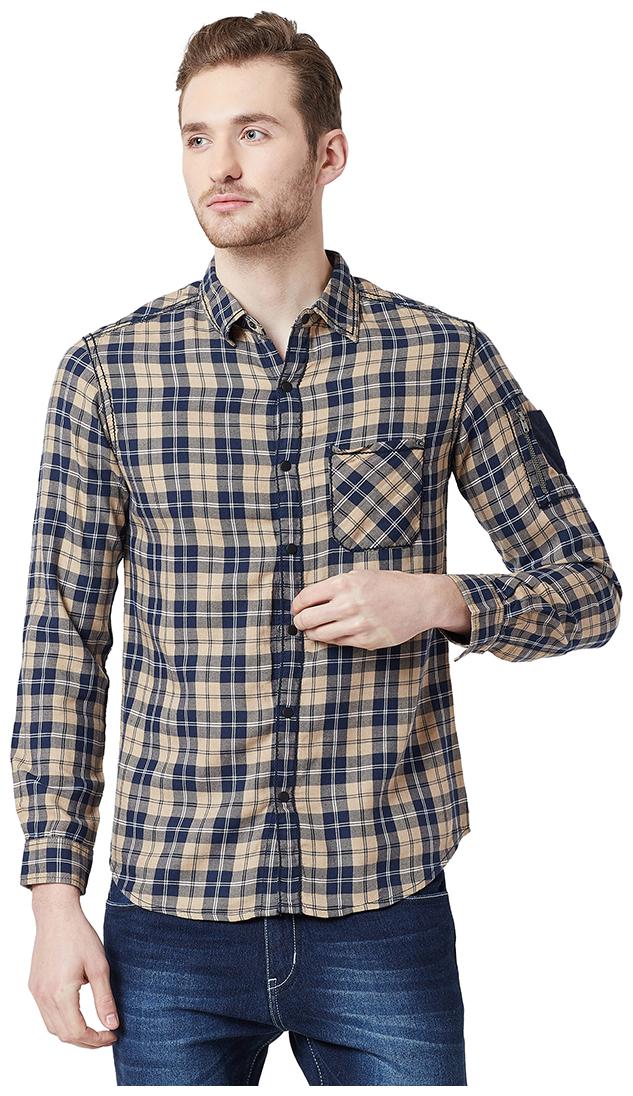 

Spykar Men Beige Checked Slim Fit Casual Shirt