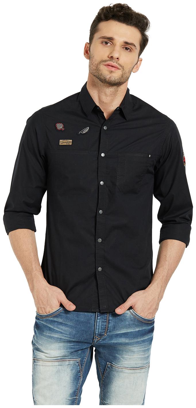 

Spykar Men Black Solid Slim Fit Casual Shirt