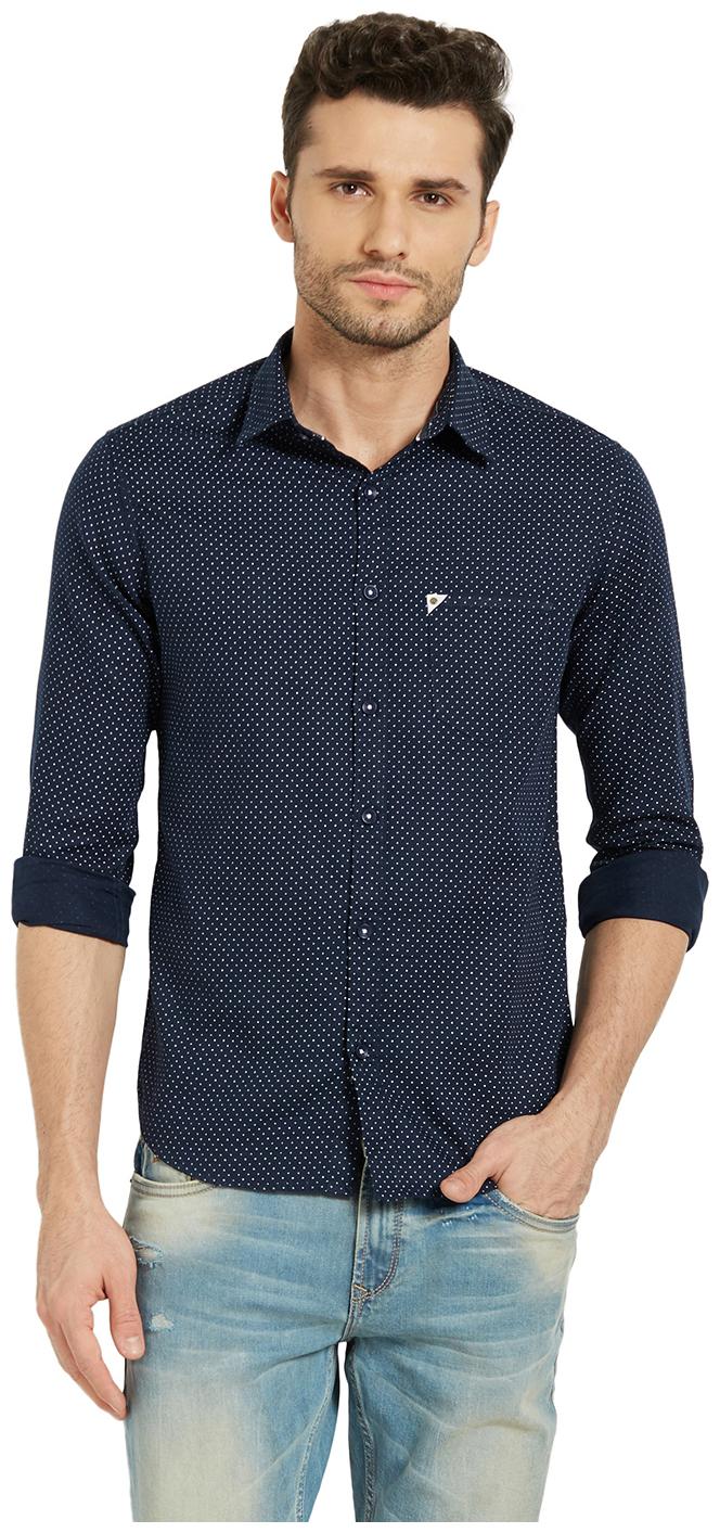 

Spykar Men Blue Polka Dots Slim Fit Casual Shirt