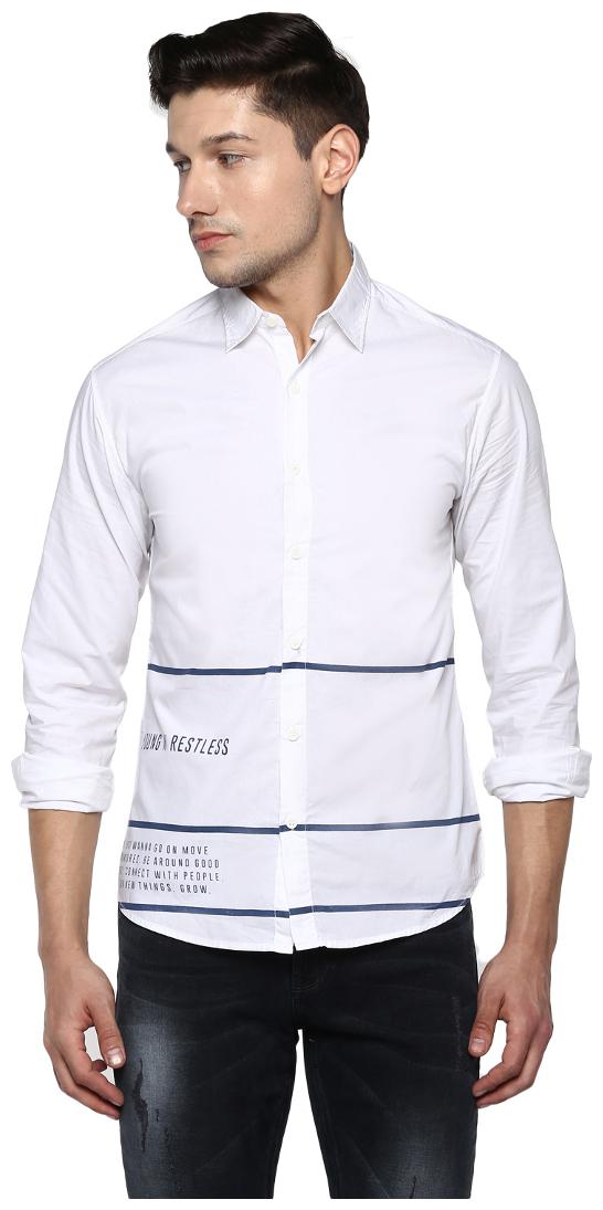 

Spykar Men White Solid Slim Fit Casual Shirt