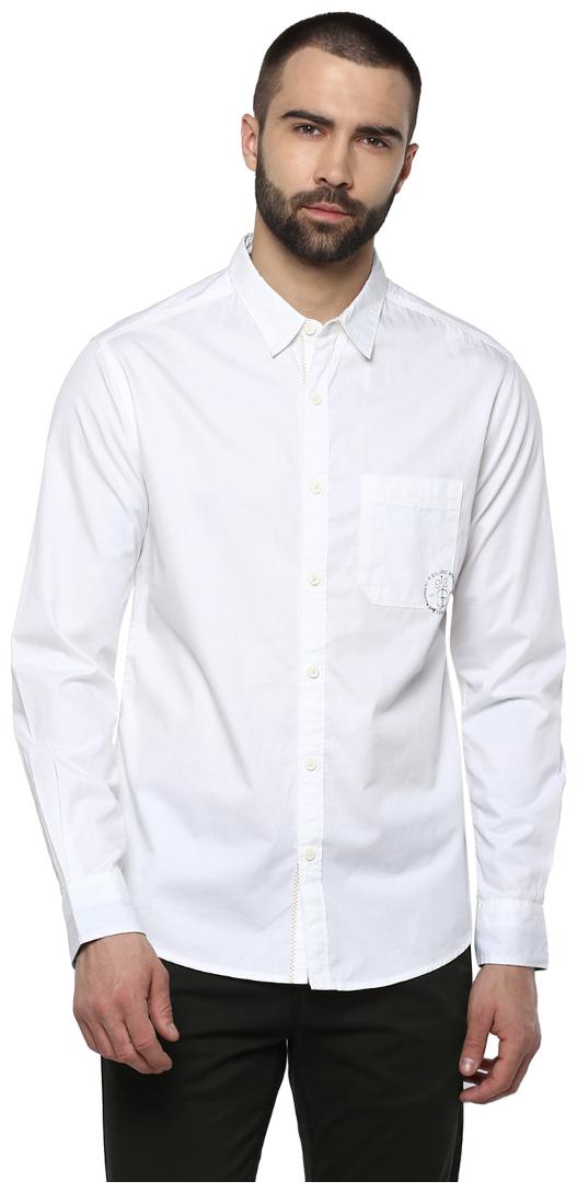 

Spykar Men White Solid Slim Fit Casual Shirt