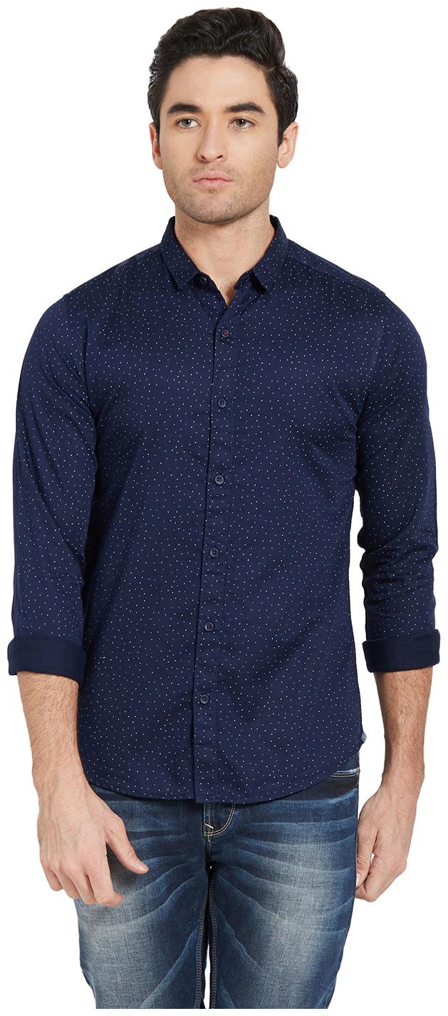 

Spykar Men Blue Printed Slim Fit Casual Shirt
