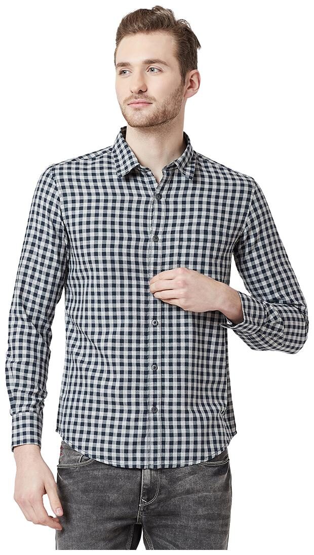 

Spykar Men Grey Checked Slim Fit Casual Shirt