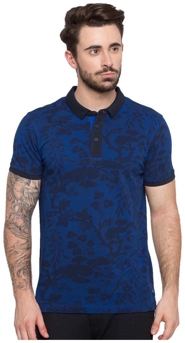

Spykar Men Blue Slim fit Cotton Polo collar T-Shirt - Pack Of 1