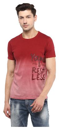 

Spykar Men Red Slim fit Cotton Round neck T-Shirt - Pack Of 1