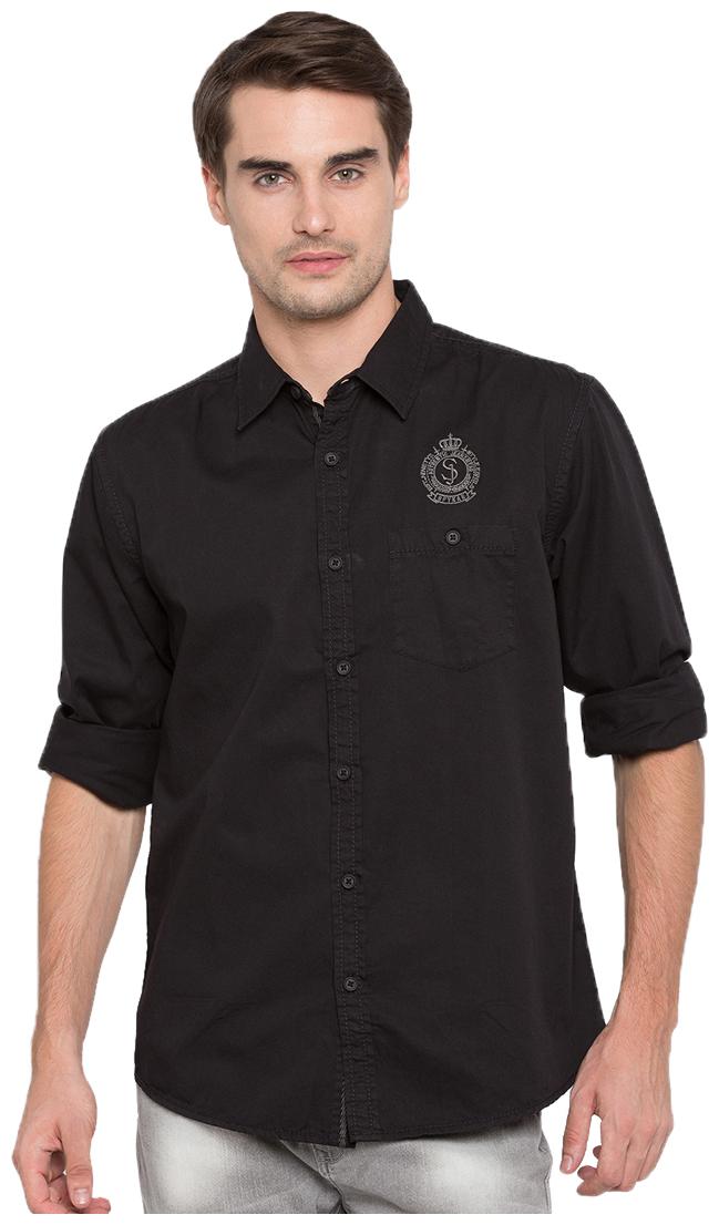 

Spykar Men Black Solid Slim Fit Casual Shirt