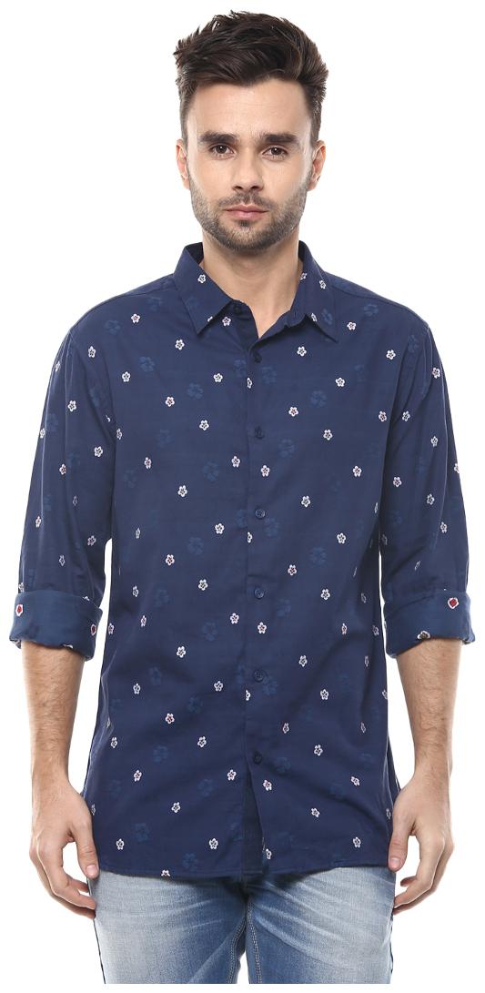 

Spykar Men Blue Printed Slim Fit Casual Shirt