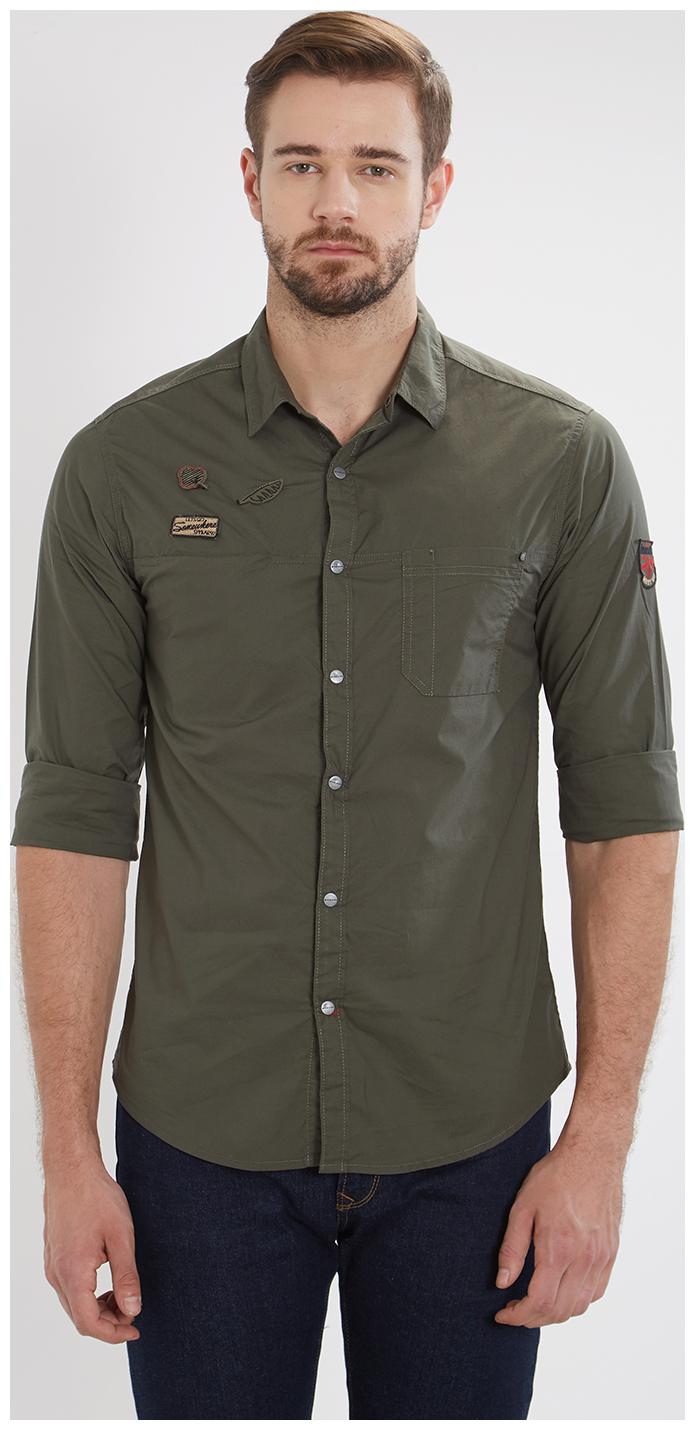 

Spykar Men Green Solid Slim Fit Casual Shirt