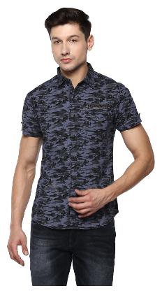 

Spykar Men Blue Printed Slim Fit Casual Shirt