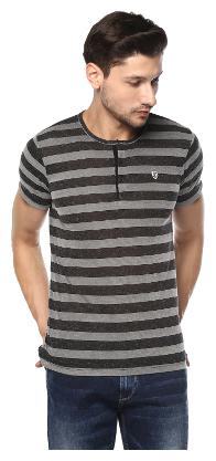 

Spykar Men Black Slim fit Cotton Henley neck T-Shirt - Pack Of 1
