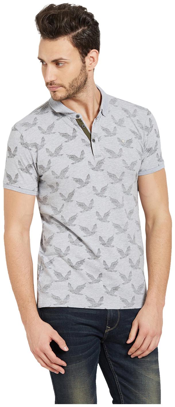 

Spykar Men Grey Slim fit Cotton Polo collar T-Shirt - Pack Of 1