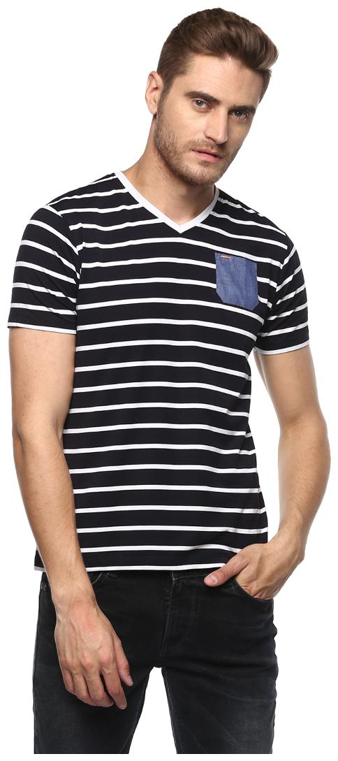 

Spykar Men Blue Regular fit Cotton V neck T-Shirt - Pack Of 1