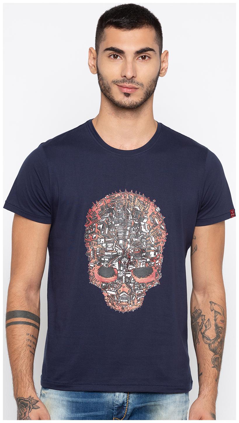 

Spykar Men Navy blue Slim fit Cotton Round neck T-Shirt - Pack Of 1