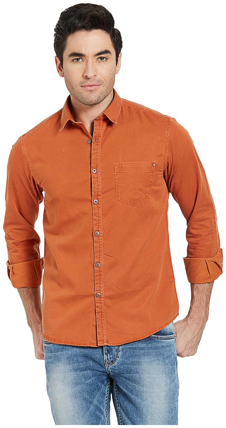 

Spykar Men Orange Solid Slim Fit Casual Shirt