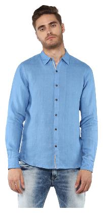 

Spykar Men Blue Solid Slim Fit Casual Shirt