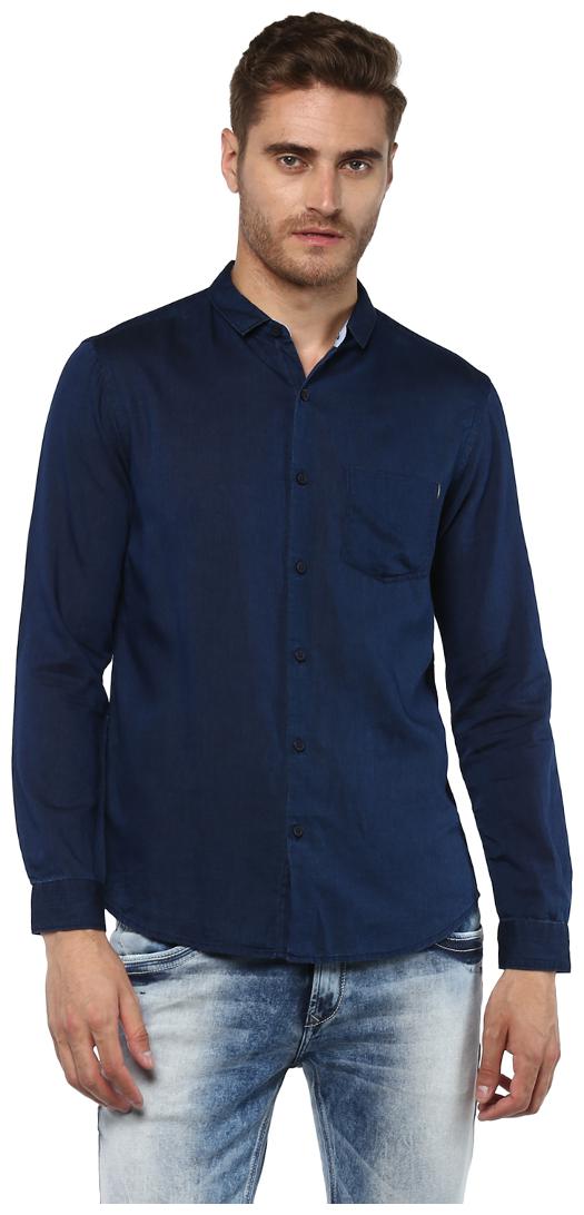 

Spykar Men Blue Solid Slim Fit Casual Shirt
