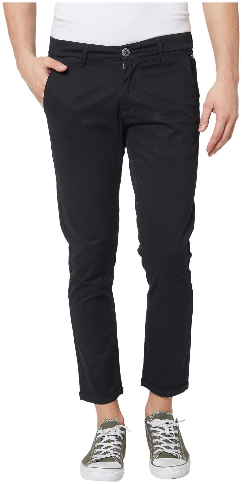 

Spykar Men Black Solid Slim fit Regular trousers