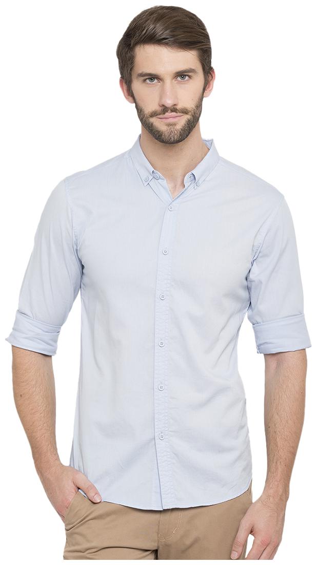 

Spykar Men Blue Solid Slim Fit Casual Shirt