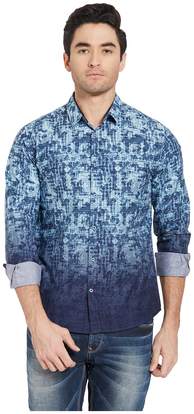 

Spykar Men Blue Abstract Regular Fit Casual Shirt