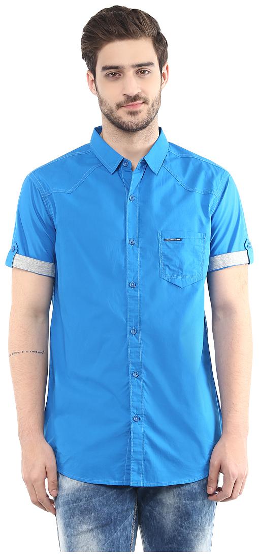 

Spykar Men Blue Solid Slim Fit Casual Shirt