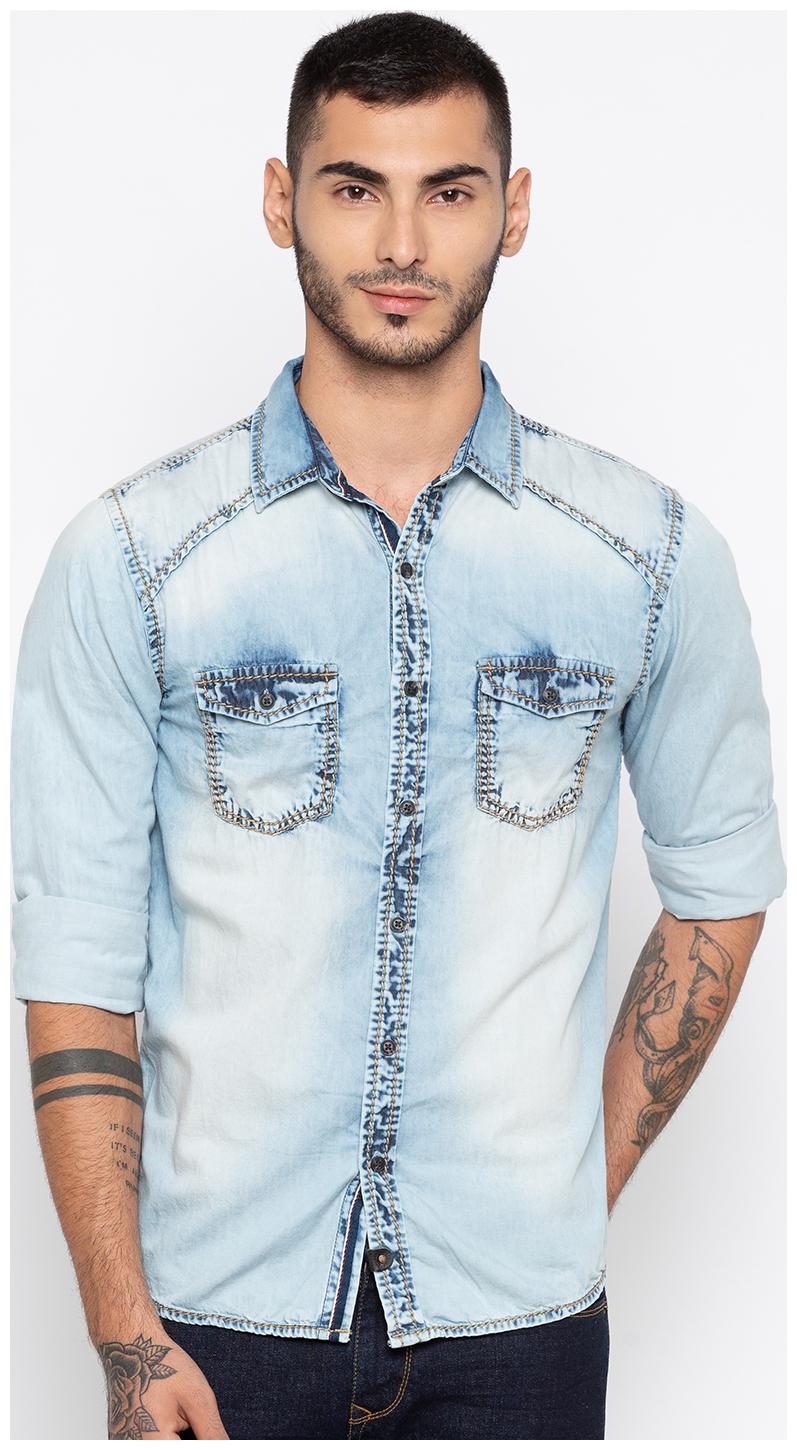 

Spykar Men Blue Faded Slim Fit Casual Shirt