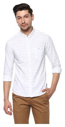 

Spykar Men White Checked Regular Fit Casual Shirt