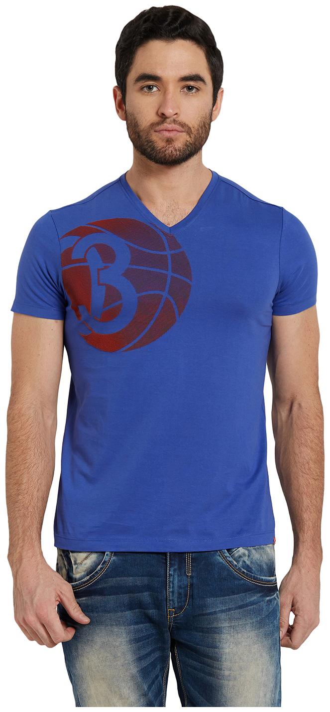 

Spykar Men Blue Slim fit Cotton V neck T-Shirt - Pack Of 1