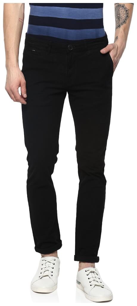 

Spykar Men Black Solid Slim fit Regular trousers