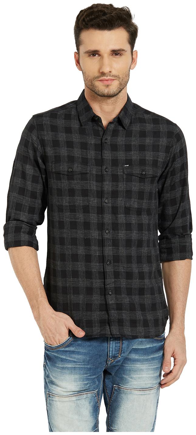 

Spykar Men Black Checked Slim Fit Casual Shirt