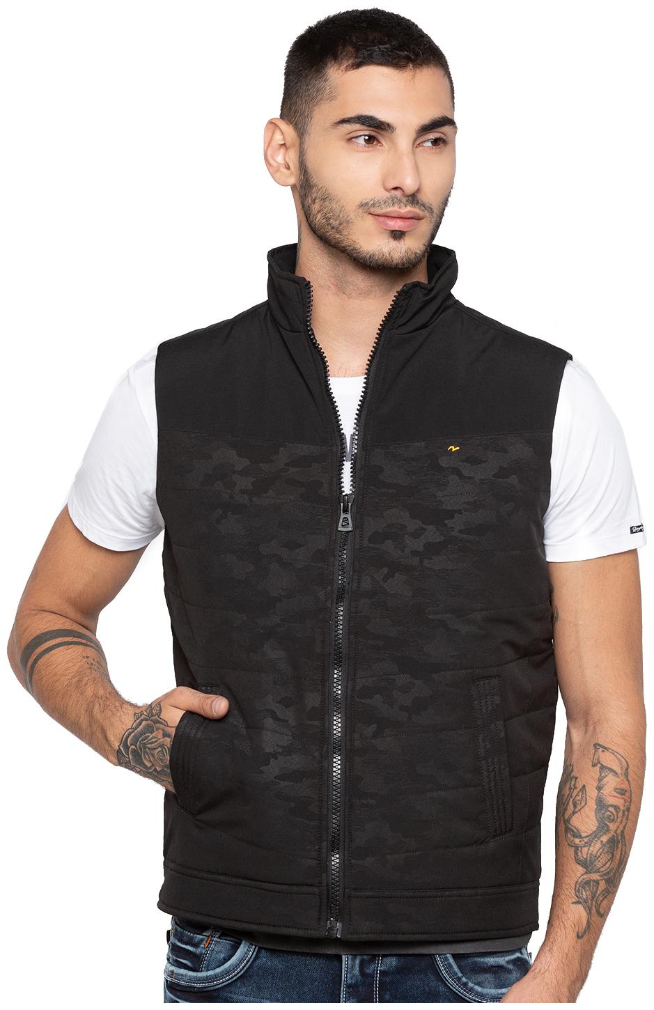 

Spykar Men Black Solid Quilted jacket