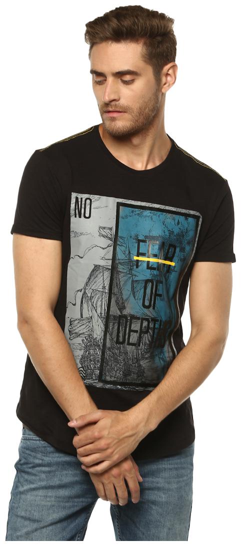 

Spykar Men s Round Neck T-Shirt - Black