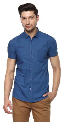 

Spykar Men Blue Solid Slim Fit Casual Shirt